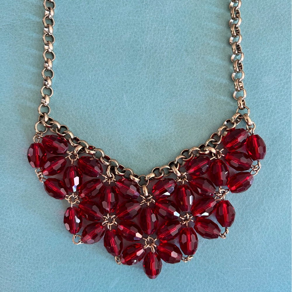 Red and gold stone Kate Spade necklace
